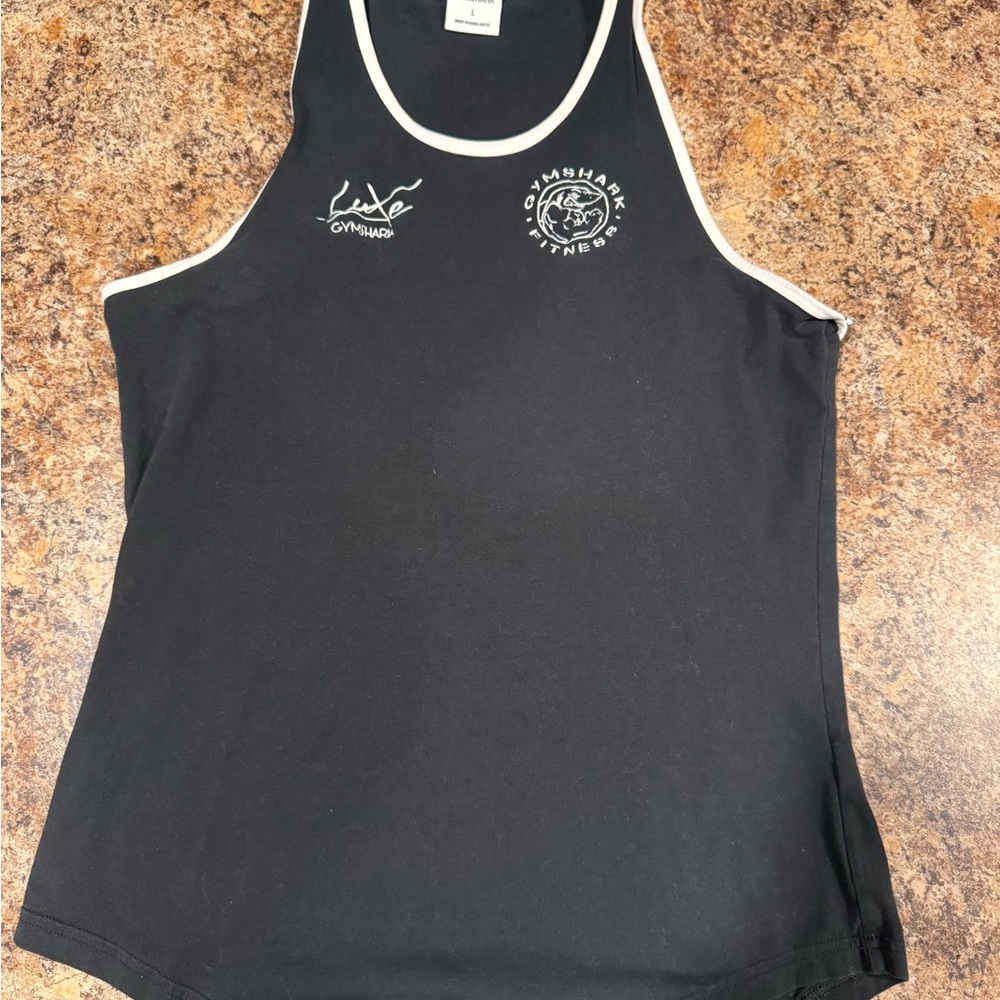 Gymshark Black Tank Top with White Trim